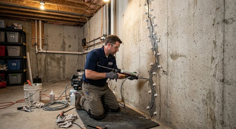 Basement Crack Repair in Meriden, CT