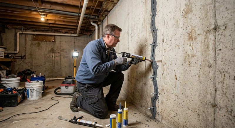 Basement Crack Repair in Meriden, CT