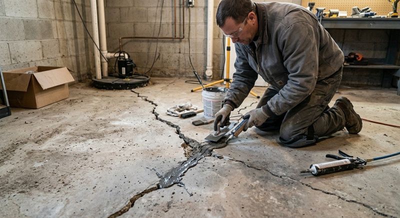 Cracked Basement Floor Repair in Meriden, CT