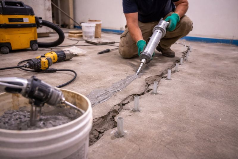 Cracked Basement Floor Repair in Meriden, CT