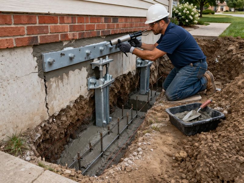 Sinking Foundation Repair in Branford, CT