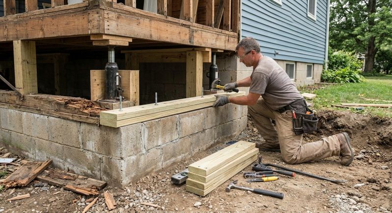 Sinking Foundation Repair in Middlebury, CT